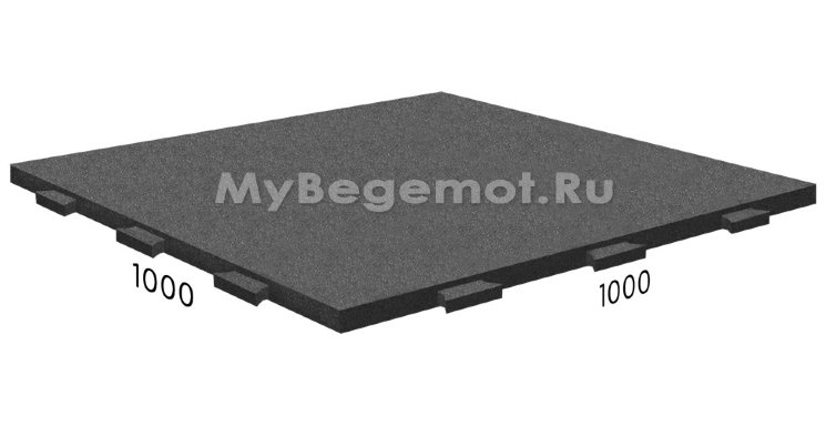 Резиновая плитка со скрытым замком, 1000x1000х40 мм, черная