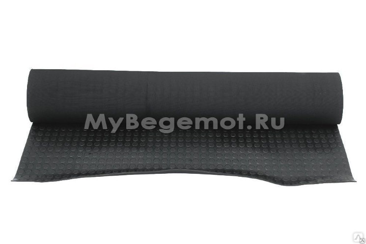 Рулонная резина, резиновое покрытие  "Монетка" 1.2*10.0 м,  4 мм, черный