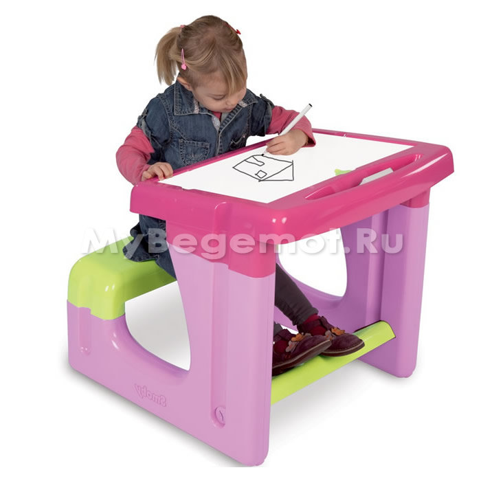 Детская парта с двухсторонней доской для рисования Smoby 28061
