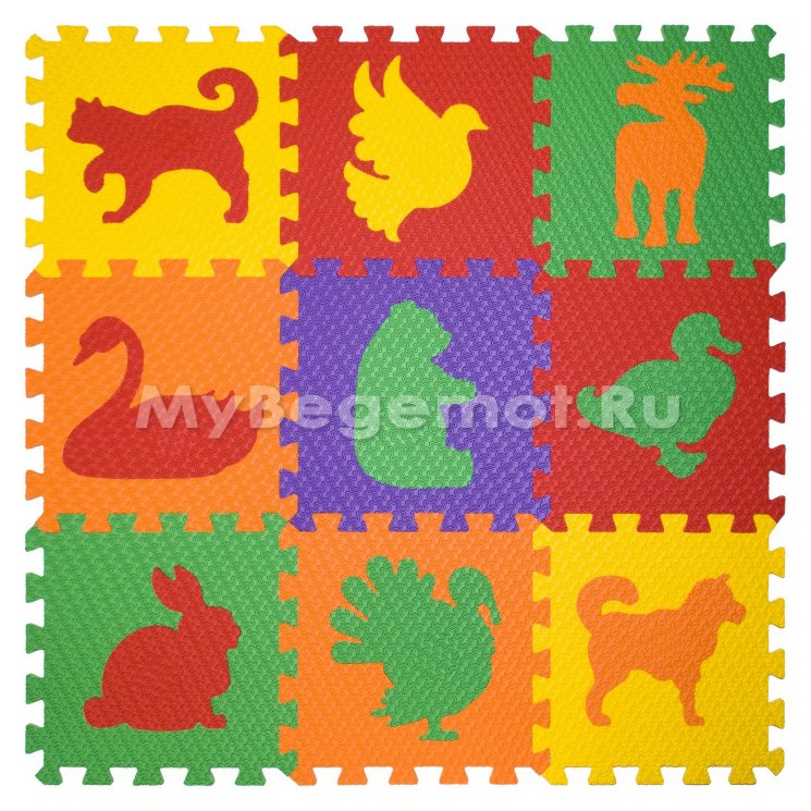Набор мягких плиток (коврик-пазл) "Животный Мир" 33х33x0.9 см