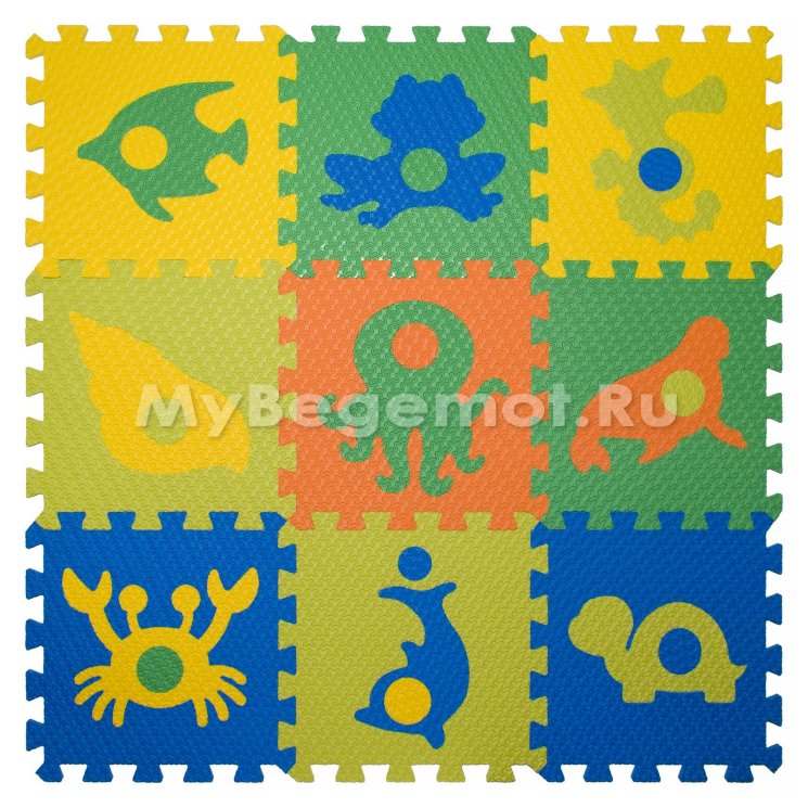 Набор мягких плиток (коврик-пазл) "Морской Мир" 33х33x0.9 см